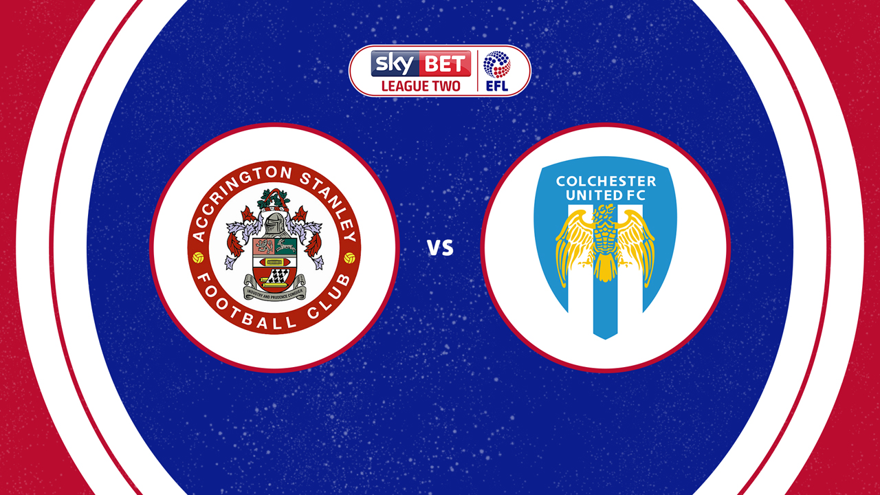 Accrington Stanley vs Colchester United poster Accrington Stanley vs Colchester United poster