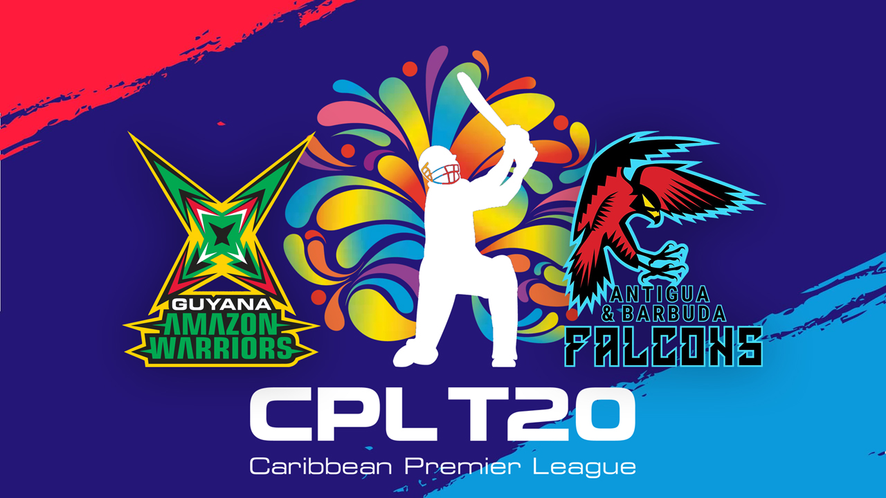 Guyana Amazon Warriors vs Antigua and Barbuda Falcons poster Guyana Amazon Warriors vs Antigua and Barbuda Falcons poster